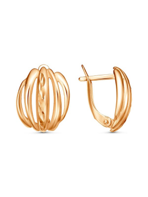 Серьги бижутерия, покрытие - золочение, отделка - алмазная грань, без вставок