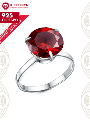 Кольцо серебро 925 пробы, покрытие - платинирование, вставка - фианит (недрагоценный камень)