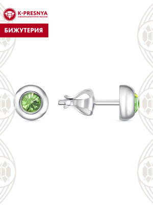 Серьги бижутерия, покрытие - серебрение, вставка - стекло ювелирное preciosa