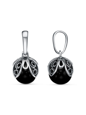 Подвеска бижутерия, покрытие - серебрение с оксидированием, вставка - имитация жемчуга