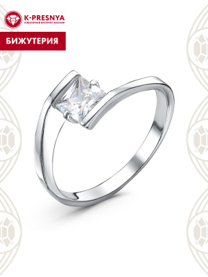 Кольцо бижутерия, покрытие - серебрение с оксидированием, вставка - фианит (недрагоценный камень)