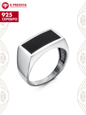 Кольцо серебро 925 пробы, покрытие - оксидирование, отделка - эмаль, без вставок