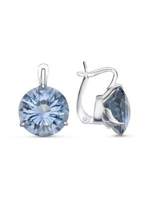 Серьги бижутерия, покрытие - серебрение, вставка - стекло ювелирное собственной огранки