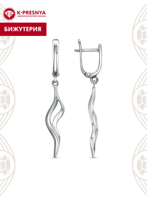 Серьги бижутерия, покрытие - платинирование, без вставок