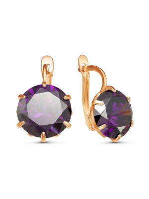 Серьги бижутерия, покрытие - золочение, вставка - фианит (недрагоценный камень)