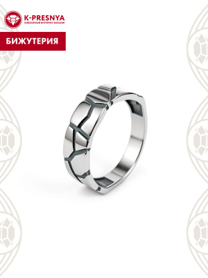 Кольцо бижутерия, покрытие - серебрение с оксидированием, без вставок