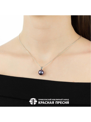 Подвеска серебро 925 пробы, покрытие - родирование, вставка - имитация жемчуга