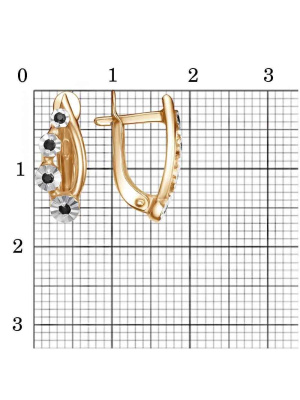 Серьги серебро 925 пробы, покрытие - золочение, отделка - алмазная грань, вставка - фианит (недрагоценный камень)