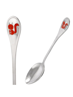 Ложка чайная "белочка" серебро 925 пробы, без покрытия, отделка - эмаль, без вставок