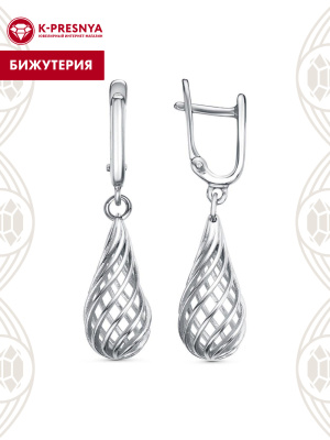 Серьги бижутерия, покрытие - платинирование, без вставок