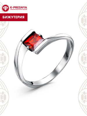 Кольцо бижутерия, покрытие - серебрение с оксидированием, вставка - фианит (недрагоценный камень)