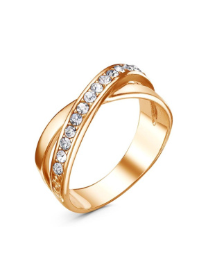 Кольцо бижутерия, покрытие - золочение, вставка - стекло ювелирное preciosa