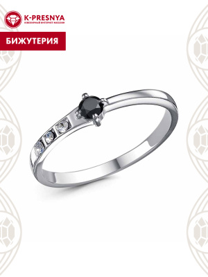 Кольцо бижутерия, покрытие - платинирование, вставка - стекло ювелирное preciosa, фианит (недрагоценный камень)