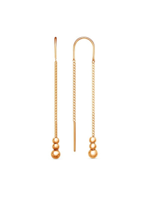 Серьги серебро 925 пробы, покрытие - золочение, без вставок