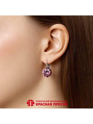 Серьги бижутерия, покрытие - серебрение с оксидированием, вставка - фианит (недрагоценный камень)