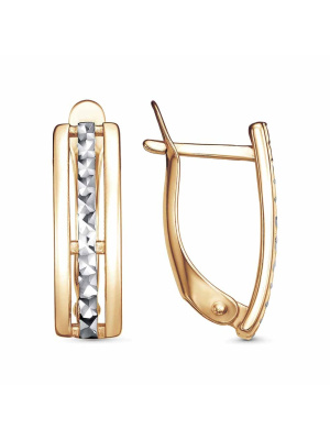 Серьги бижутерия, покрытие - золочение, отделка - алмазная грань, без вставок