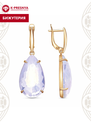Серьги бижутерия, покрытие - золочение, вставка - стекло ювелирное собственной огранки