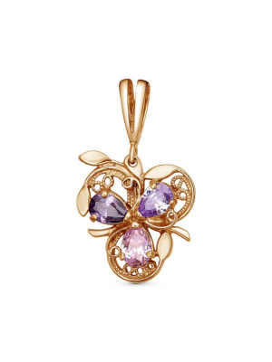 Подвеска бижутерия, покрытие - золочение, вставка - фианит (недрагоценный камень)