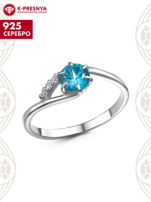 Кольцо серебро 925 пробы, покрытие - платинирование, вставка - фианит (недрагоценный камень)