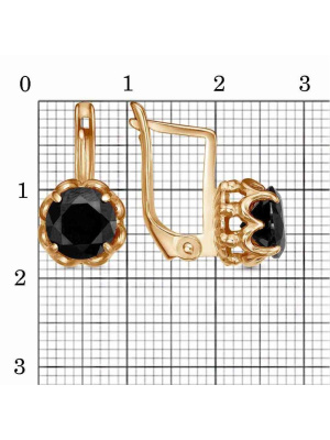 Серьги серебро 925 пробы, покрытие - золочение, вставка - фианит (недрагоценный камень)