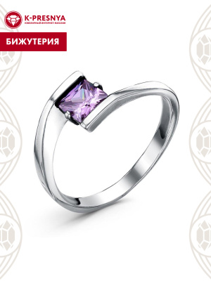 Кольцо бижутерия, покрытие - серебрение с оксидированием, вставка - фианит (недрагоценный камень)