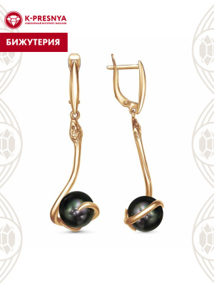 Серьги бижутерия, покрытие - золочение, вставка - имитация жемчуга