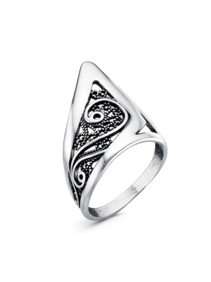 Кольцо серебро 925 пробы, покрытие - оксидирование, без вставок