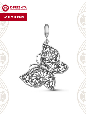 Подвеска бижутерия, покрытие - серебрение с оксидированием, без вставок