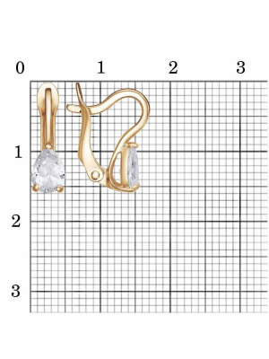 Серьги бижутерия, покрытие - золочение, вставка - фианит (недрагоценный камень)