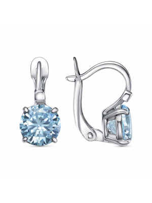 Серьги серебро 925 пробы, покрытие - платинирование, вставка - фианит (недрагоценный камень)