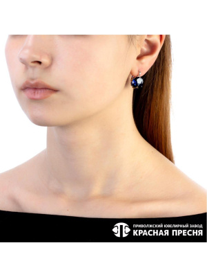 Серьги серебро 925 пробы, покрытие - родирование, вставка - фианит собственной огранки (недрагоценный камень)