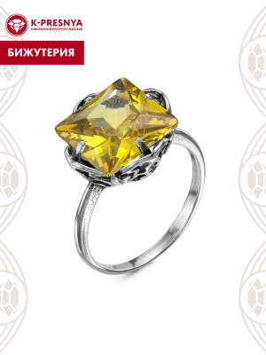 Кольцо бижутерия, покрытие - серебрение с оксидированием, вставка - фианит (недрагоценный камень)