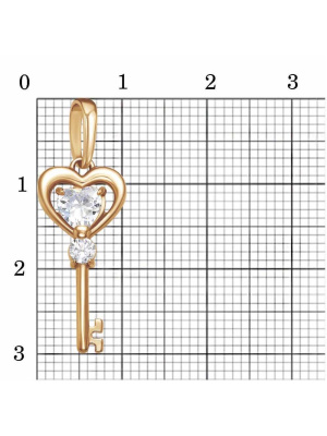 Подвеска серебро 925 пробы, покрытие - золочение, вставка - фианит (недрагоценный камень)