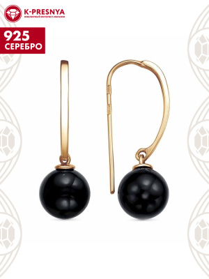 Серьги серебро 925 пробы, покрытие - золочение, вставка - имитация жемчуга