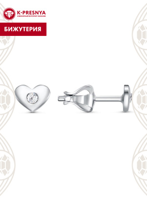 Серьги бижутерия, покрытие - серебрение, вставка - стекло ювелирное preciosa