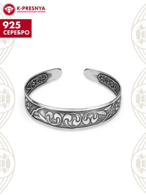 Браслет серебро 925 пробы, покрытие - оксидирование, отделка - алмазная грань, без вставок