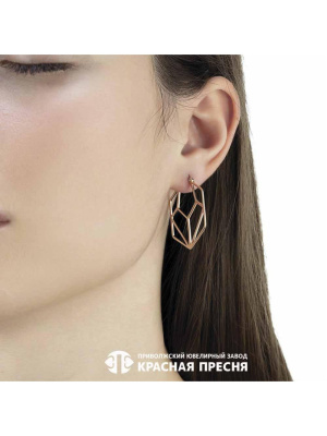 Серьги серебро 925 пробы, покрытие - золочение, без вставок