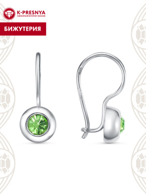 Серьги бижутерия, покрытие - серебрение, вставка - стекло ювелирное preciosa