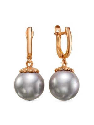 Серьги бижутерия, покрытие - золочение, вставка - имитация жемчуга