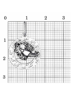 Подвеска "рак" серебро 925 пробы, покрытие - оксидирование, без вставок