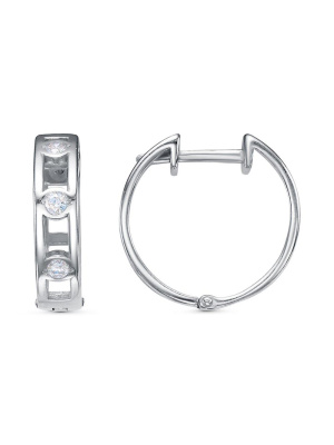 Серьги серебро 925 пробы, покрытие - родирование, вставка - фианит (недрагоценный камень)