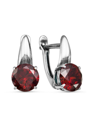 Серьги бижутерия, покрытие - серебрение с оксидированием, вставка - фианит (недрагоценный камень)