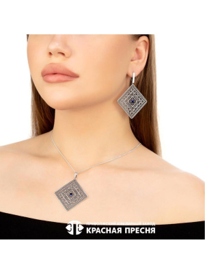 Подвеска серебро 925 пробы, покрытие - оксидирование, вставка - искусственная шпинель