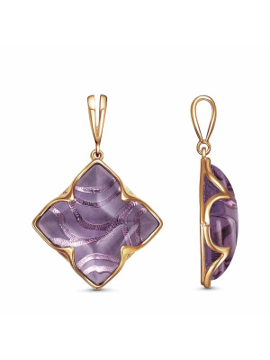 Подвеска бижутерия, покрытие - золочение, вставка - стекло ювелирное собственной огранки