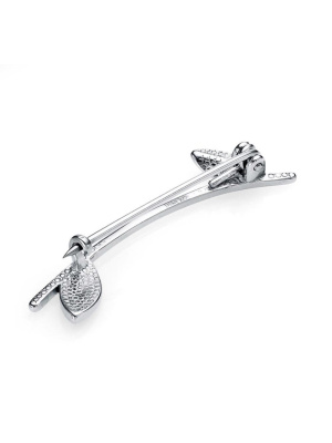 Брошь бижутерия, покрытие - платинирование, отделка - эмаль, без вставок