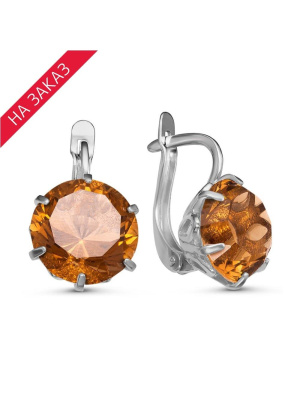 Серьги серебро 925 пробы, покрытие - родирование, вставка - стекло ювелирное собственной огранки