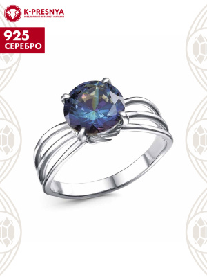 Кольцо серебро 925 пробы, покрытие - платинирование, вставка - фианит (недрагоценный камень)