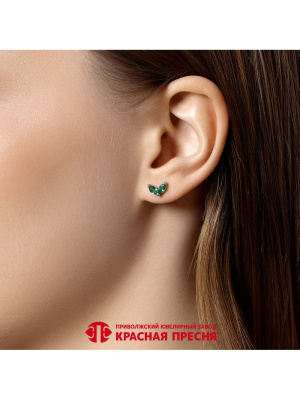 Серьги серебро 925 пробы, покрытие - родирование, вставка - искусственная шпинель