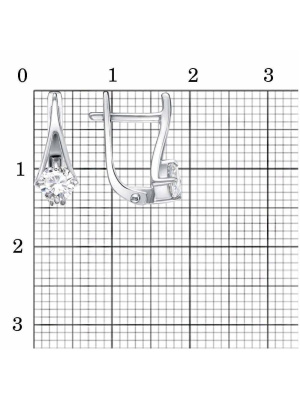 Серьги бижутерия, покрытие - платинирование, вставка - фианит (недрагоценный камень)