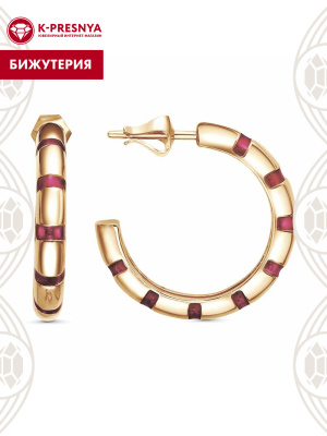 Серьги бижутерия, покрытие - золочение, отделка - эмаль, без вставок